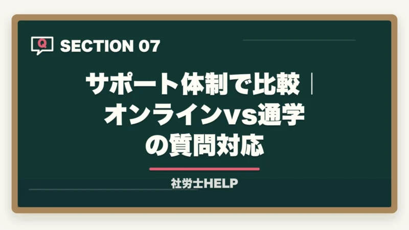 サポート体制で比較｜オンラインvs通学の質問対応｜アガルートvs資格の大原 社労士講座を徹底比較｜オンライン特化で選ぶ【2026年最新】の図解