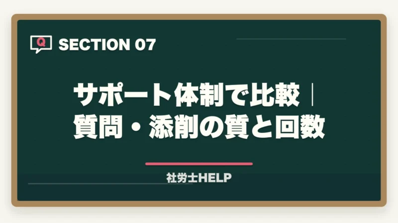 サポート体制で比較｜質問・添削の質と回数｜アガルートvsユーキャン 社労士講座を徹底比較｜合格に直結するのはどっち【2026年最新】の図解