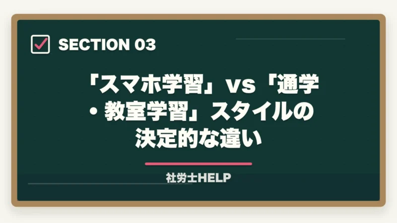 「スマホ学習」vs「通学・教室学習」スタイルの決定的な違い｜スタディングvs資格の大原 社労士講座を徹底比較｜コスパで選ぶならどっち【2026年最新】の図解