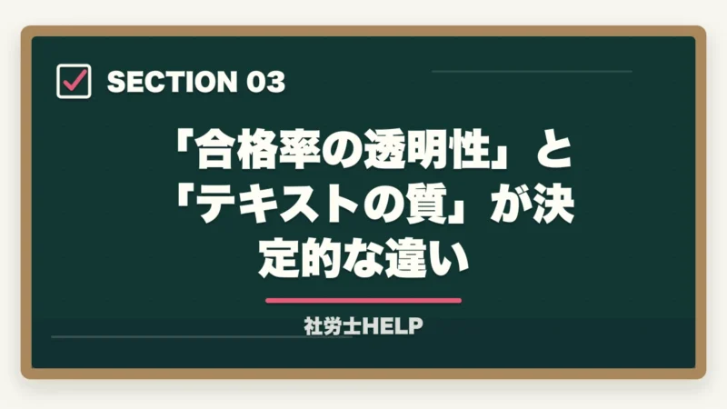 「合格率の透明性」と「テキストの質」が決定的な違い｜アガルートvsクレアール 社労士講座を徹底比較｜全額返金で選ぶ最新版【2026】の図解