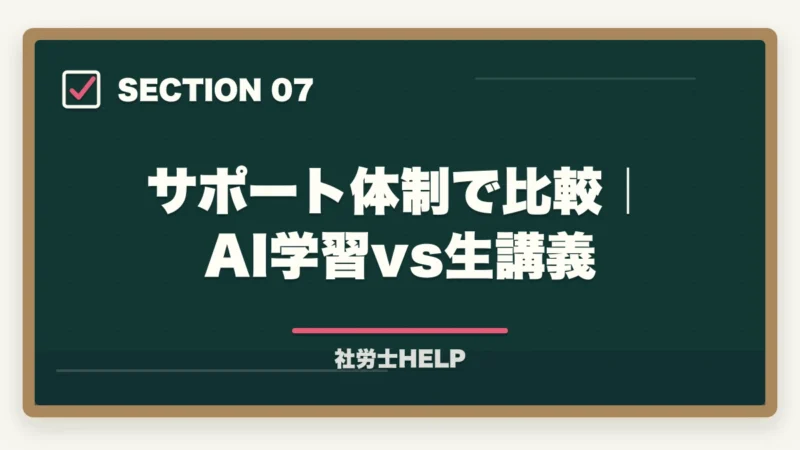 サポート体制で比較｜AI学習vs生講義｜スタディングvsフォーサイト 社労士講座を徹底比較｜コスパで選ぶ最新版【2026】の図解