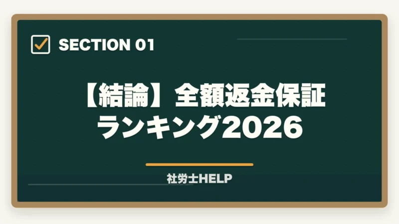 【結論】全額返金保証ランキング2026｜社労士通信講座 全額返金保証ランキング2026｜アガルート1位の理由の図解