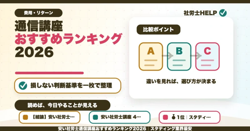 安い社労士通信講座おすすめランキング2026｜スタディング業界最安のアイキャッチ画像