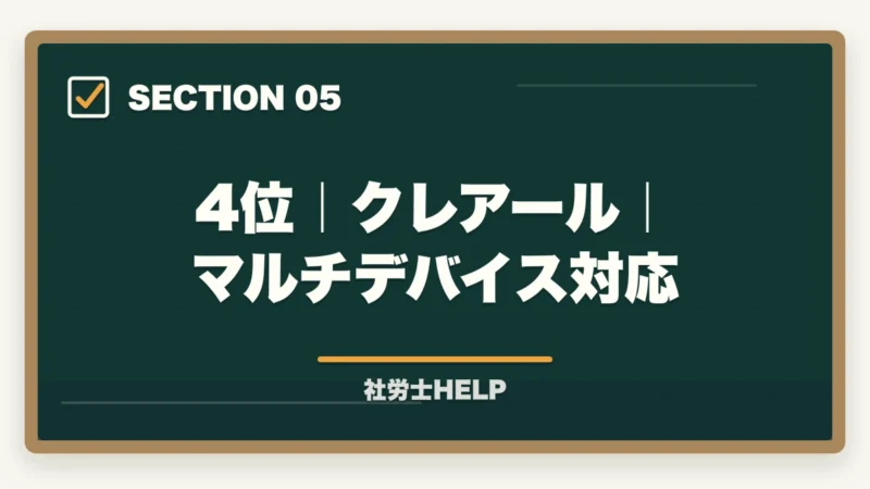 4位｜クレアール｜マルチデバイス対応｜スマホで学べる社労士通信講座おすすめランキング2026｜スタディング1位の図解