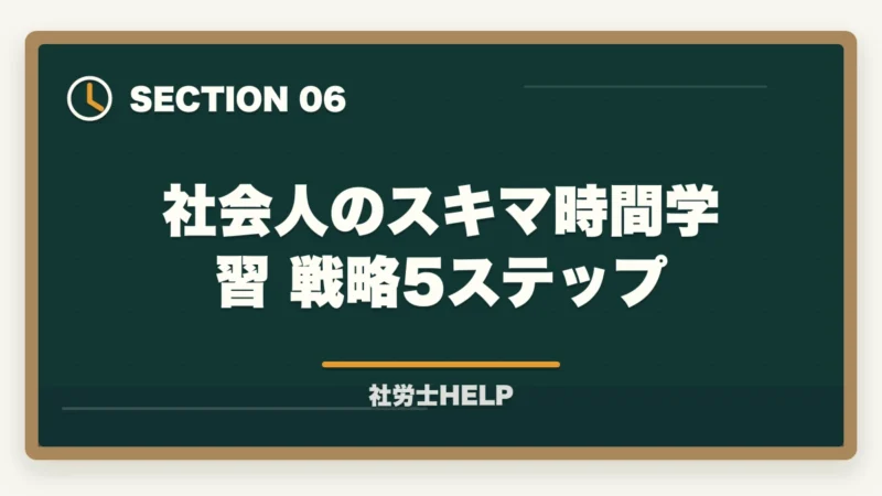 社会人のスキマ時間学習 戦略5ステップ｜スマホで学べる社労士通信講座おすすめランキング2026｜スタディング1位の図解