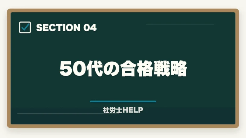 50代の合格戦略｜社労士の年代別合格戦略｜30代・40代・50代別ロードマップ【2026年版】の図解