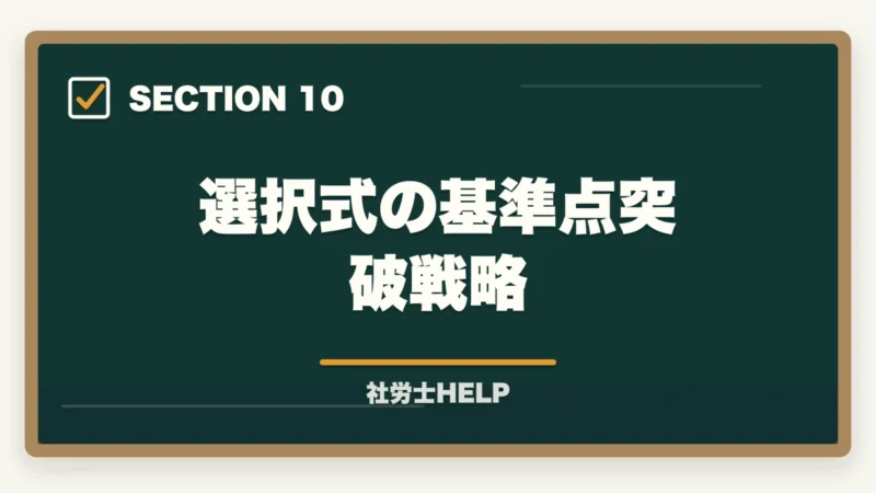 選択式の基準点突破戦略｜社労士の科目別重要論点と頻出範囲【2026年版・全10科目完全攻略】の図解