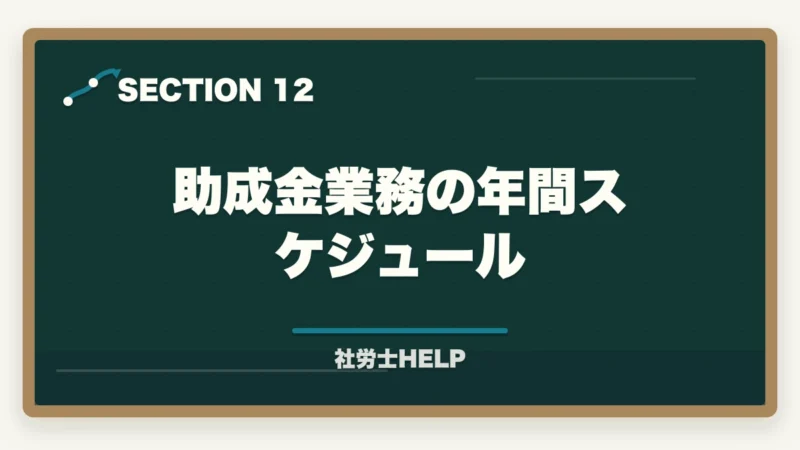 助成金業務の年間スケジュール|社労士の助成金申請支援業務完全ガイド|成功報酬制で年収1500万円【2026年版】の図解