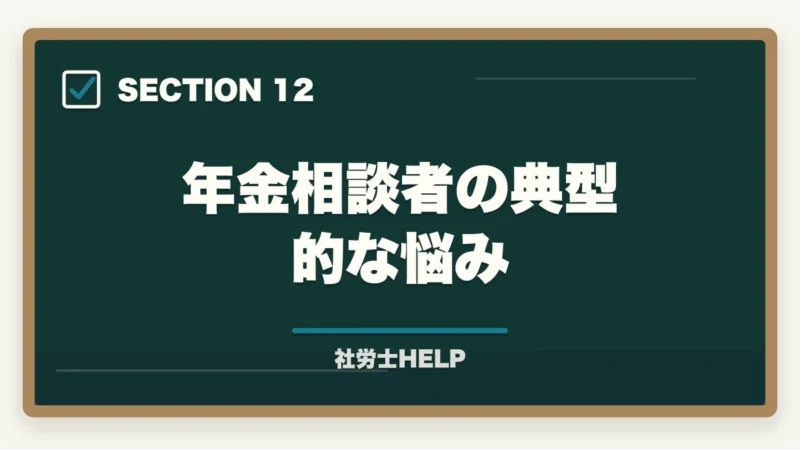 年金相談者の典型的な悩み｜社労士の年金相談業務完全ガイド｜高齢化社会で需要急増【2026年版】の図解