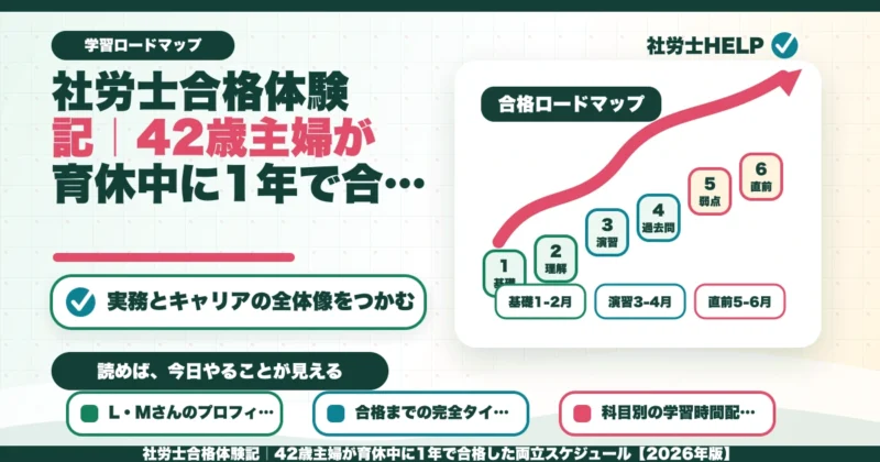 社労士合格体験記｜42歳主婦が育休中に1年で合格した両立スケジュール【2026年版】のアイキャッチ画像