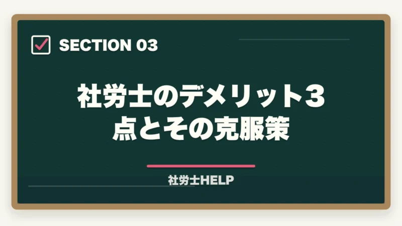 社労士のデメリット3点とその克服策|社労士を取ってよかった?メリット5選とデメリット3点|合格者が正直解説【2026年版】の図解