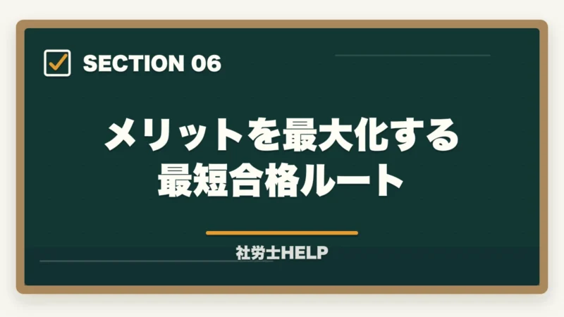 メリットを最大化する最短合格ルート|社労士を取ってよかった?メリット5選とデメリット3点|合格者が正直解説【2026年版】の図解