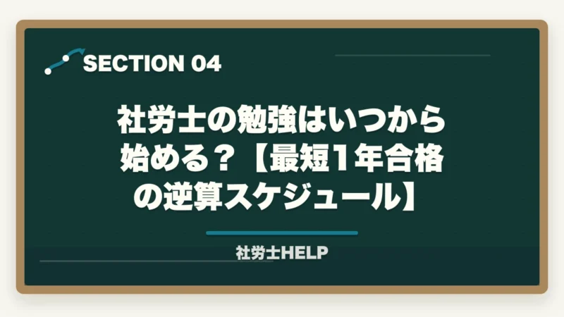 社労士の勉強はいつから始める?【最短1年合格の逆算スケジュール】|社労士合格に何年かかる?平均受験回数3〜5年|最短1年で受かる”非常識な”学習法【2026年版】の図解
