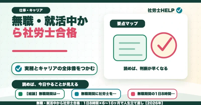無職・就活中から社労士合格｜1日8時間×6〜10ヶ月で人生立て直し【2026年】のアイキャッチ画像