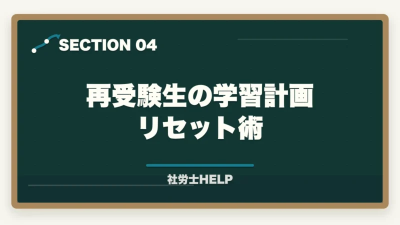 再受験生の学習計画リセット術｜社労士再受験の逆転合格戦略｜不合格原因分析＋学習法切り替えで合格ライン突破【2026年】の図解