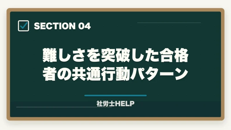 難しさを突破した合格者の共通行動パターン|社労士は難しすぎて無理ゲー?合格者が攻略法を解説|発想転換で突破できる【2026年】の図解
