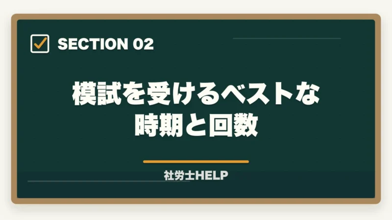 模試を受けるベストな時期と回数｜社労士模試の正しい活用法｜時期・回数・3つの分析軸で合格へ【2026年】の図解