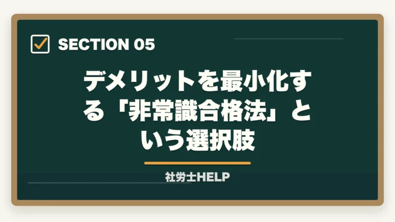 デメリットを最小化する「非常識合格法」という選択肢｜社労士の正直なデメリット5つと克服法｜後悔しない挑戦判断ガイド【2026年】の図解