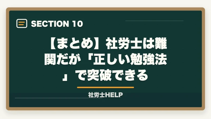 【まとめ】社労士は難関だが「正しい勉強法」で突破できる|社労士の難易度・偏差値は?【2026年最新】合格率6%台の難関試験を徹底分析の図解