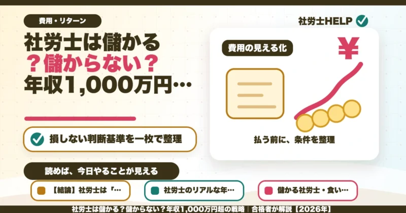社労士は儲かる？儲からない？年収1,000万円超の戦略｜合格者が解説【2026年】のアイキャッチ画像