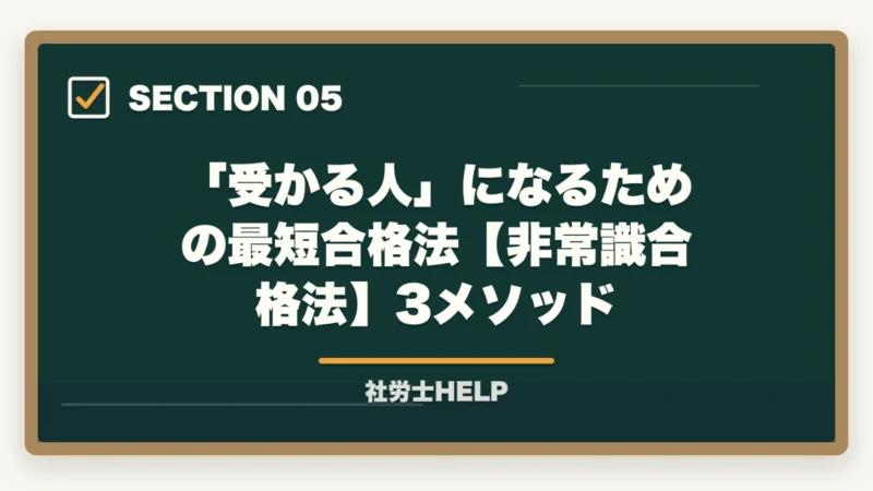 「受かる人」になるための最短合格法【非常識合格法】3メソッド｜社労士に受かる人の特徴6つ｜合格者が分析した「落ちる人」との決定的な違い【2026年】の図解