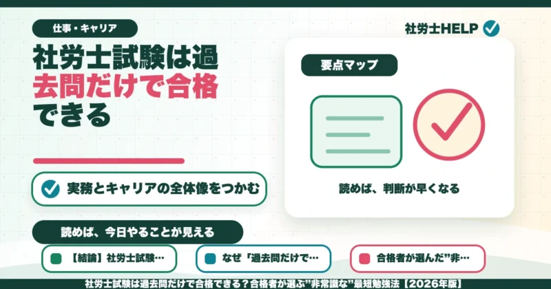 社労士試験は過去問だけで合格できる？合格者が選ぶ”非常識な”最短勉強法【2026年版】のアイキャッチ画像