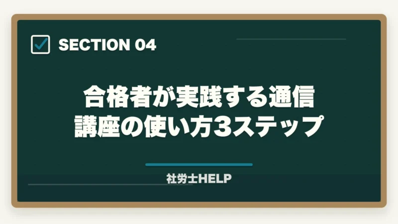 合格者が実践する通信講座の使い方3ステップ｜通信講座で社労士合格は可能？合格者が実践する使い方と3つの失敗パターン【2026年】の図解