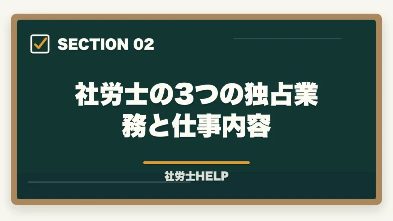 社労士の3つの独占業務と仕事内容｜社労士（社会保険労務士）とは？仕事内容・試験・年収・将来性を合格者が解説【2026年】の図解