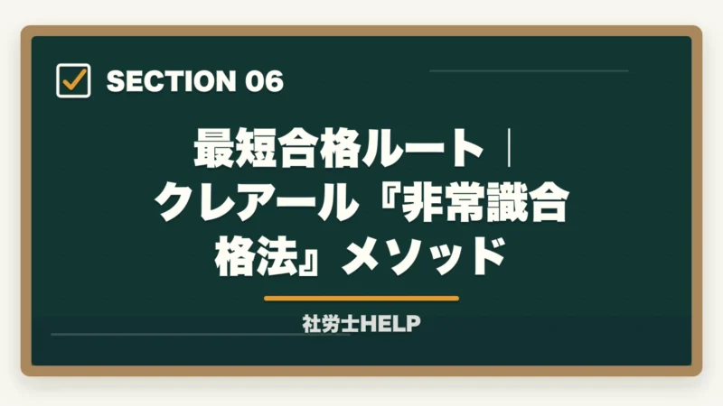 最短合格ルート｜クレアール『非常識合格法』メソッド｜社労士（社会保険労務士）とは？仕事内容・試験・年収・将来性を合格者が解説【2026年】の図解