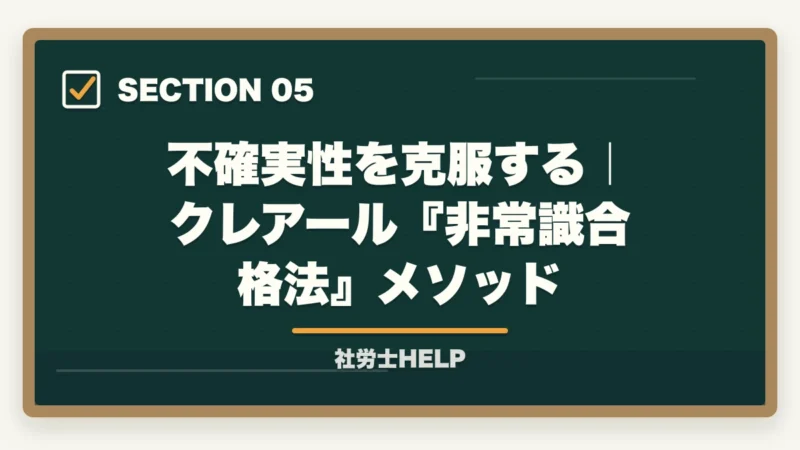 不確実性を克服する|クレアール『非常識合格法』メソッド|社労士試験は理不尽・運ゲー?正体は知識不足|実力勝負に変える3つの対策【2026年】の図解
