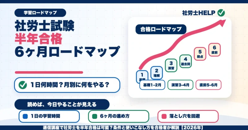 通信講座で社労士を半年合格は可能？条件と使いこなし方を合格者が解説【2026年】のアイキャッチ画像