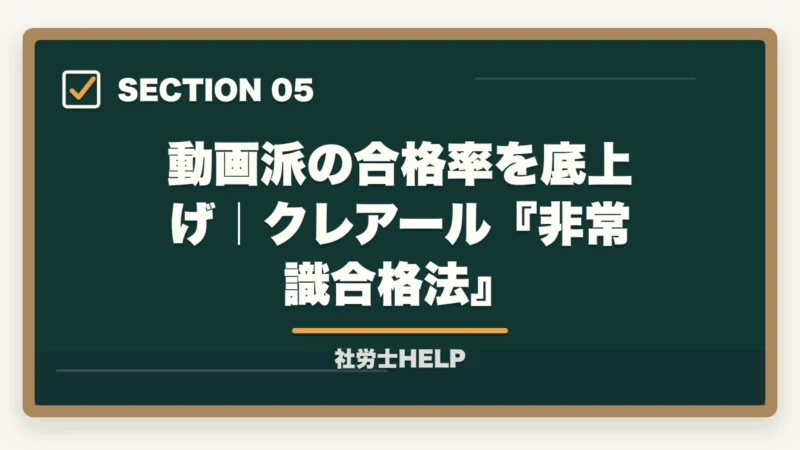動画派の合格率を底上げ｜クレアール『非常識合格法』｜動画講義で社労士試験を攻略｜倍速視聴＋アウトプットの合格戦略【2026年】の図解