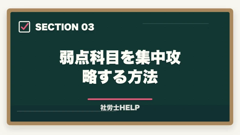 弱点科目を集中攻略する方法|社労士の模試がボロボロでも合格できる!本番逆転するための5つの勉強法の図解