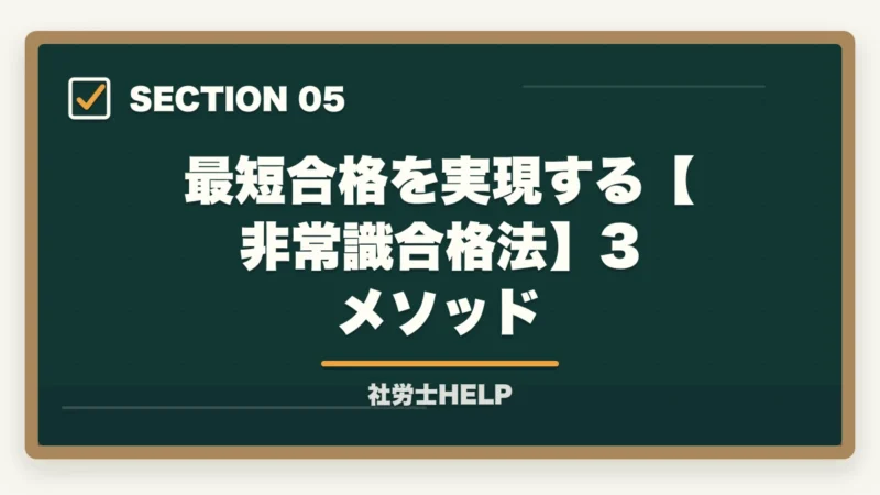 最短合格を実現する【非常識合格法】3メソッド｜社労士に3ヶ月で合格できる？合格者が検証｜現実的な最短ルートと勉強法【2026年】の図解