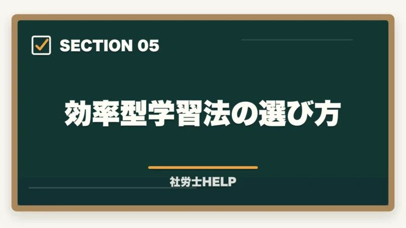 効率型学習法の選び方|社労士に40代主婦が挑戦!育児・家事と両立した合格勉強法を有資格者が解説の図解
