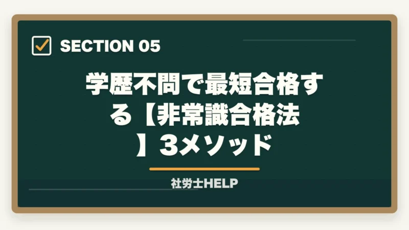 学歴不問で最短合格する【非常識合格法】3メソッド｜社労士は三流大学でも受かる？合格者が証明する学歴不問の現実と勉強法【2026年】の図解