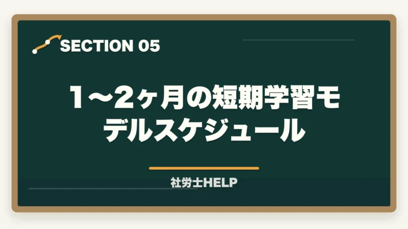 1〜2ヶ月の短期学習モデルスケジュール｜社労士を1〜2ヶ月で合格できる？短期決戦の戦略と最短合格法｜合格者が解説【2026年】の図解