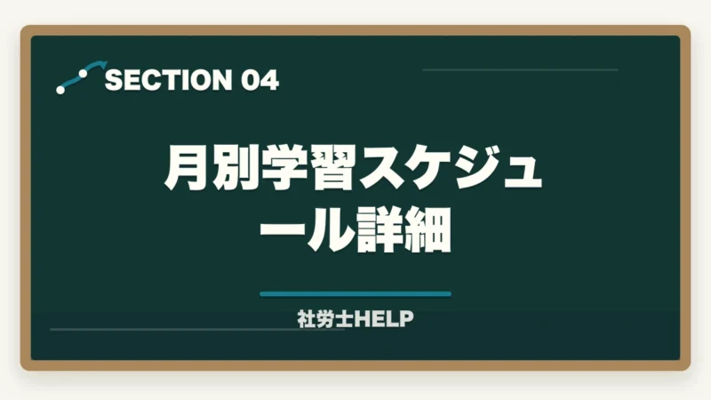 月別学習スケジュール詳細|社労士に8〜9ヶ月で合格!成功者に学ぶ最短合格戦略と失敗しないポイントの図解