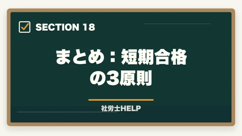 まとめ:短期合格の3原則|社労士に8〜9ヶ月で合格!成功者に学ぶ最短合格戦略と失敗しないポイントの図解