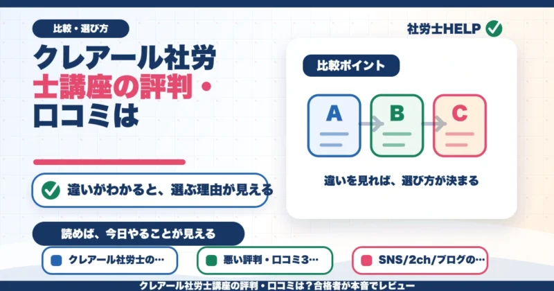 クレアール社労士講座の評判・口コミは？合格者が本音でレビューのアイキャッチ画像