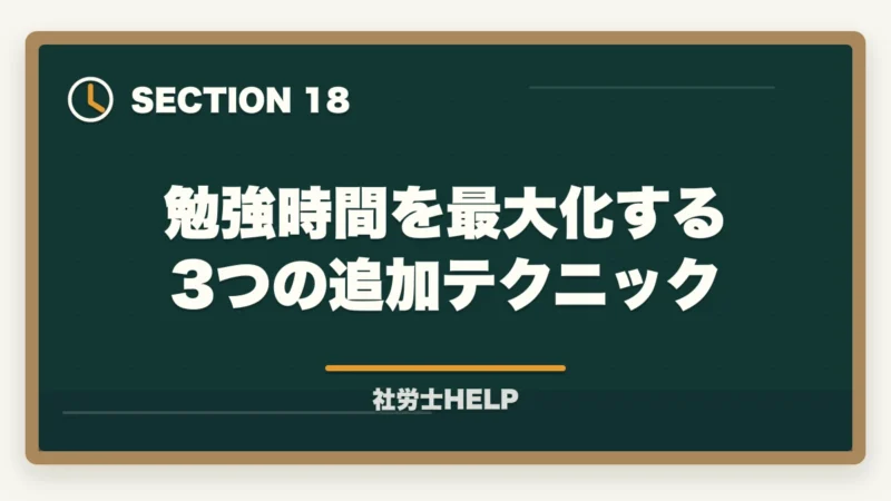 勉強時間を最大化する3つの追加テクニック｜社労士の勉強時間は1000時間？科目別内訳と最短で合格する方法の図解