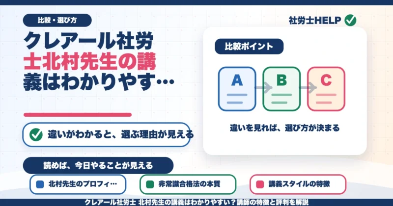 クレアール社労士 北村先生の講義はわかりやすい？講師の特徴と評判を解説のアイキャッチ画像