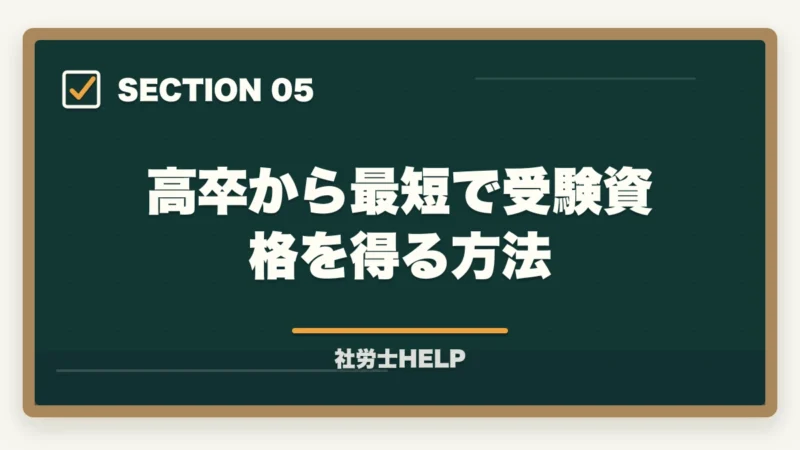 高卒から最短で受験資格を得る方法｜社労士の受験資格は？学歴・実務経験・免除制度をわかりやすく解説の図解