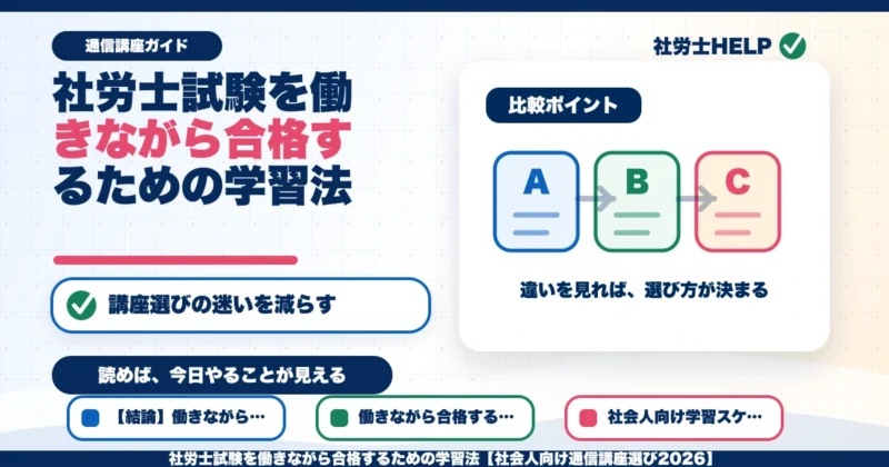 社労士試験を働きながら合格するための学習法【社会人向け通信講座選び2026】のアイキャッチ画像