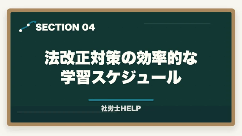 法改正対策の効率的な学習スケジュール｜社労士試験 法改正2026完全まとめ｜本試験で狙われる重要ポイントを合格者が解説の図解