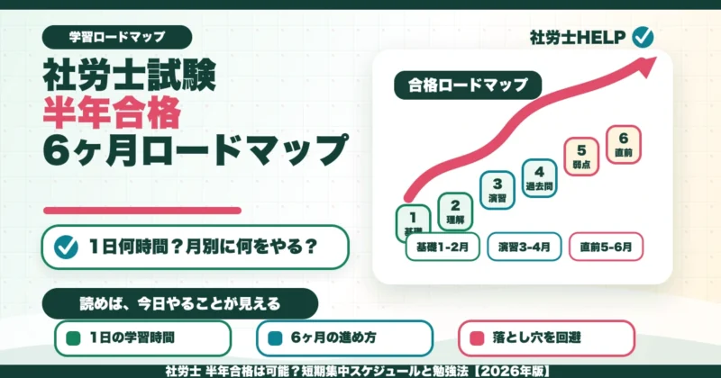 社労士 半年合格は可能？短期集中スケジュールと勉強法【2026年版】のアイキャッチ画像