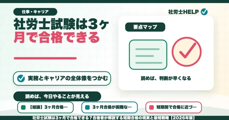 社労士試験は3ヶ月で合格できる？合格者が解説する短期合格の現実と最短戦略【2026年版】のアイキャッチ画像