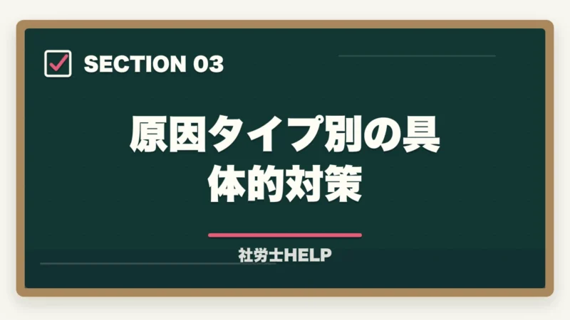 原因タイプ別の具体的対策｜社労士試験に受からない・不合格になる7つの理由と合格者が教える具体的対策【2026年版】の図解