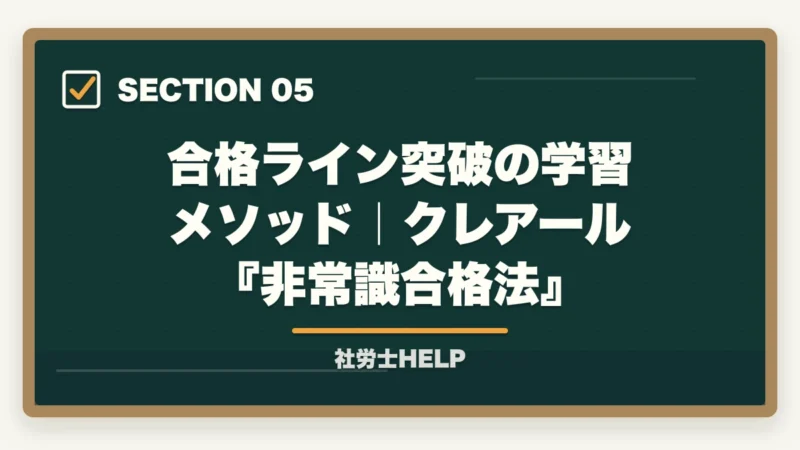 合格ライン突破の学習メソッド|クレアール『非常識合格法』|社労士試験の合格ライン・基準点は何点?2026年の目標得点と科目別足切り対策【2026年】の図解