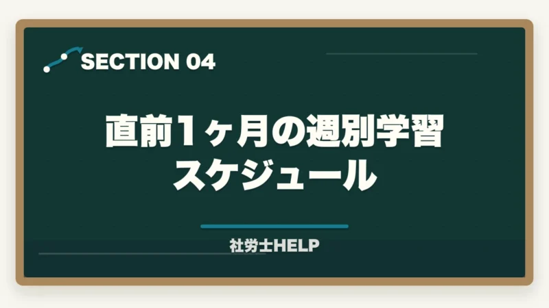 直前1ヶ月の週別学習スケジュール｜社労士試験 直前1ヶ月の正しい過ごし方｜合格を掴む3つのタスクとNG行動【2026年】の図解